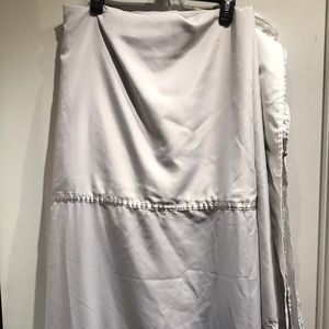 Hookless gray shower curtain with white liner